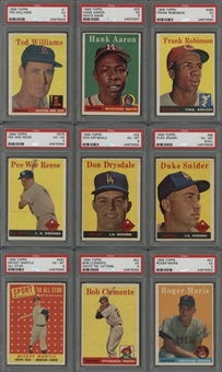 1958 Topps Stars and Hall of Famers PSA-Graded Collection (9 Different) Including Clemente, Mantle and Williams